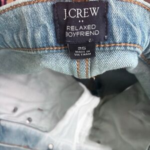 J. Crew Relaxed Boyfriend Jeans Light Wash Distressed High Rise Size 25